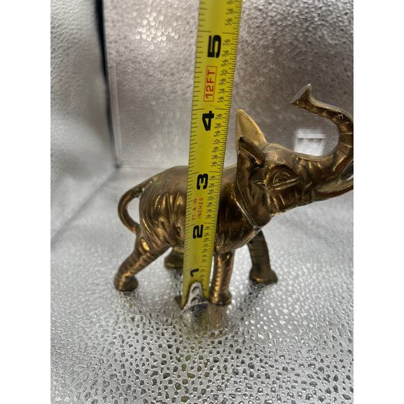 vintage Brass elephants statue‎ trunks up LUCKY  SOLID BRASS - Picture 9 of 13